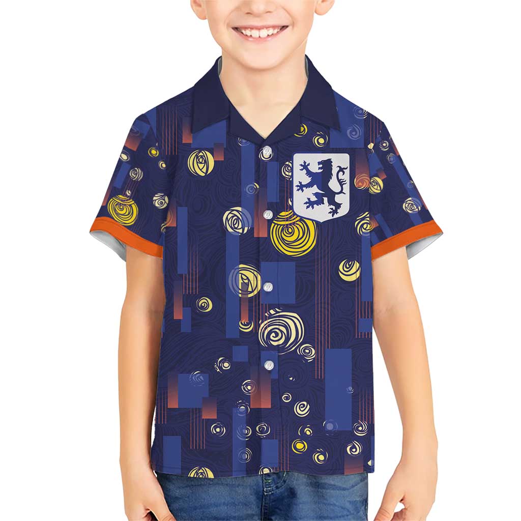 Custom Netherlands Football Family Matching Short Sleeve Bodycon Dress and Hawaiian Shirt Starry Night Style
