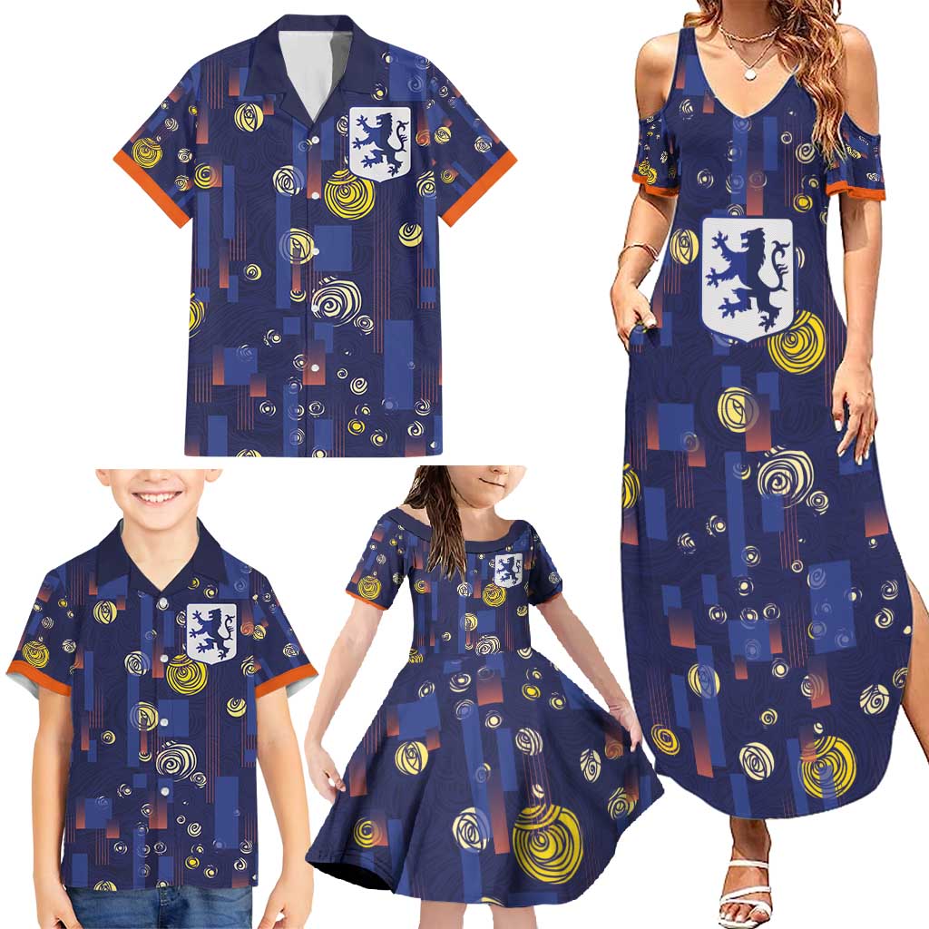 Custom Netherlands Football Family Matching Summer Maxi Dress and Hawaiian Shirt Starry Night Style