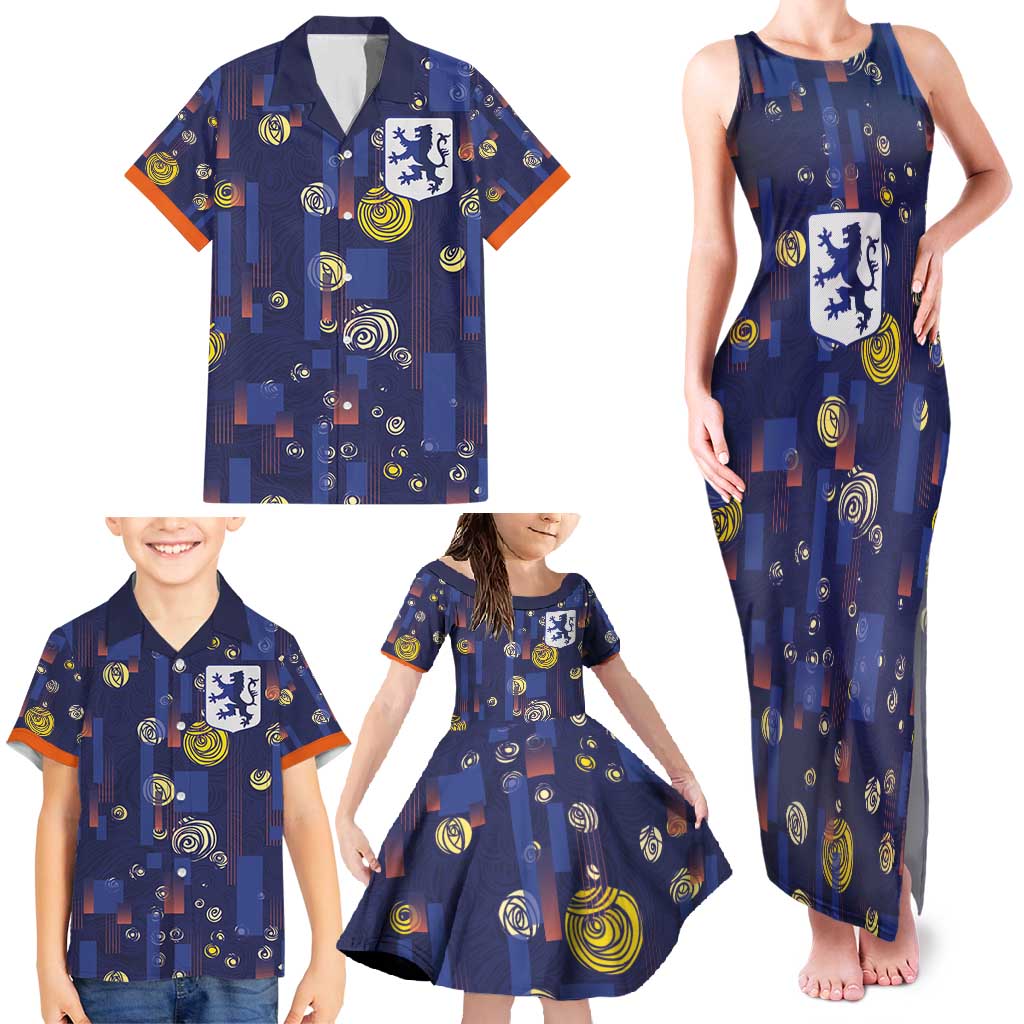 Custom Netherlands Football Family Matching Tank Maxi Dress and Hawaiian Shirt Starry Night Style
