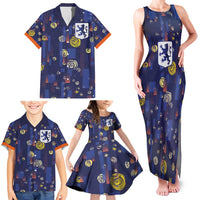 Custom Netherlands Football Family Matching Tank Maxi Dress and Hawaiian Shirt Starry Night Style