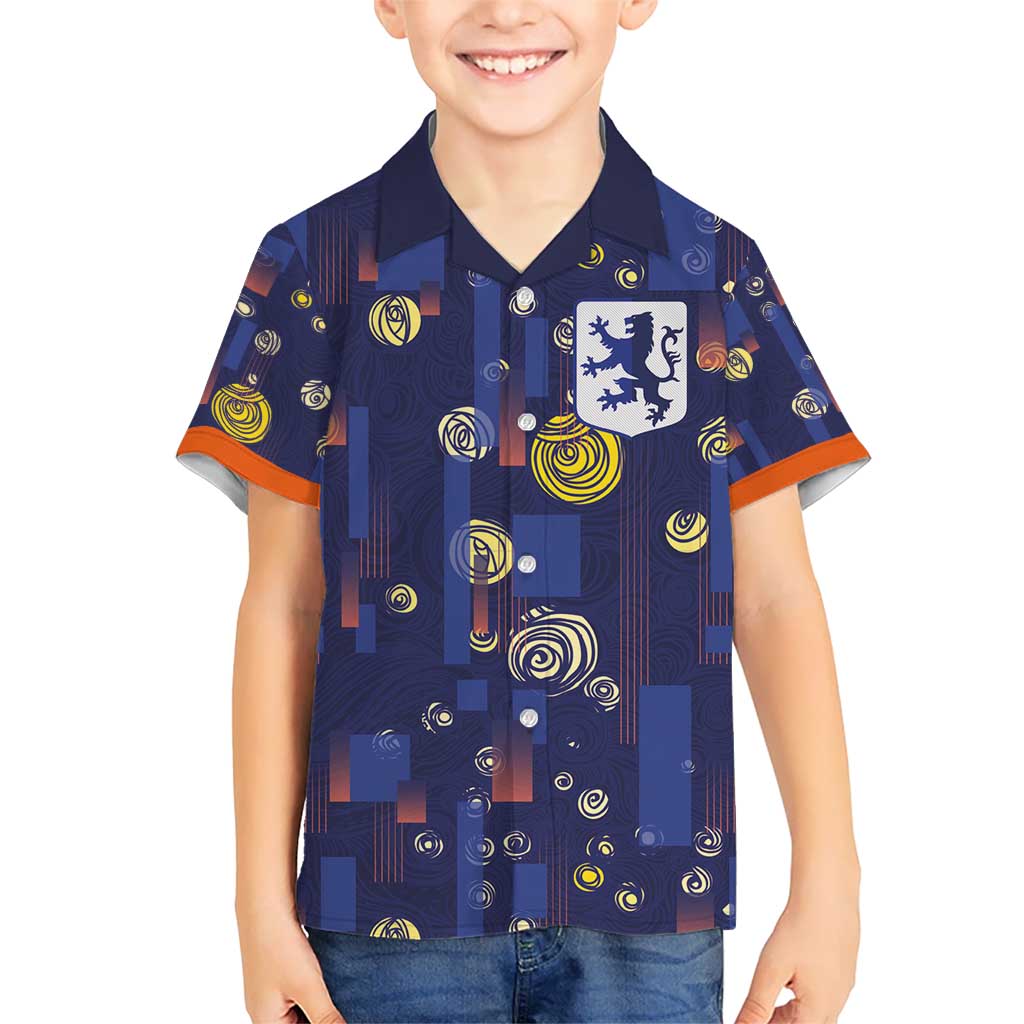 Custom Netherlands Football Kid Hawaiian Shirt Starry Night Style