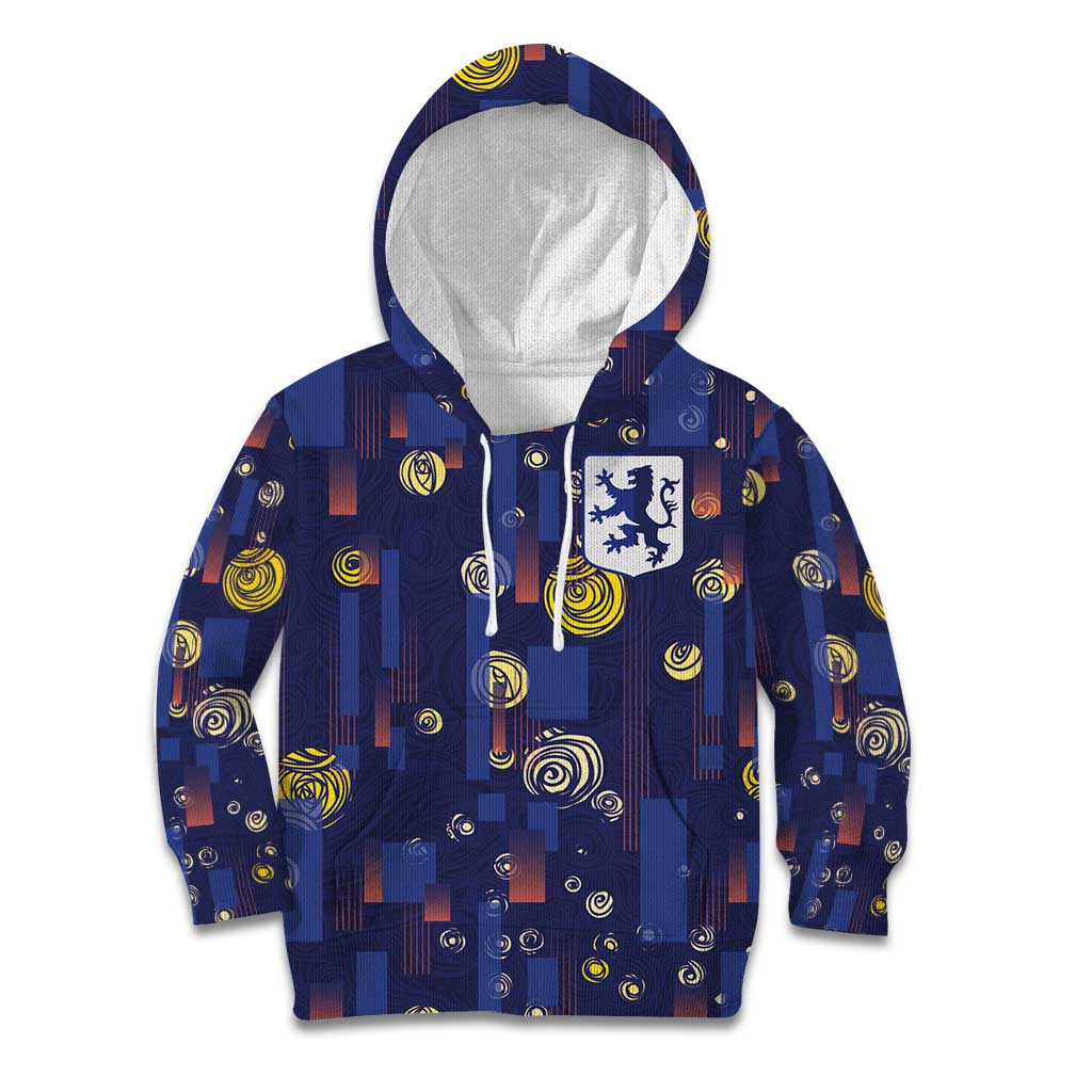 Custom Netherlands Football Kid Hoodie Starry Night Style