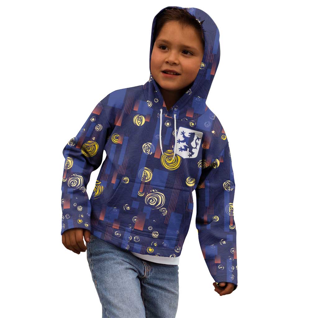 Custom Netherlands Football Kid Hoodie Starry Night Style