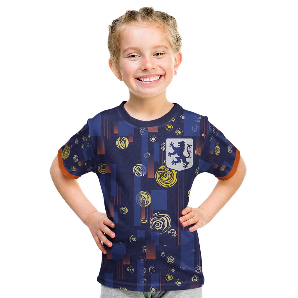 Custom Netherlands Football Kid T Shirt Starry Night Style