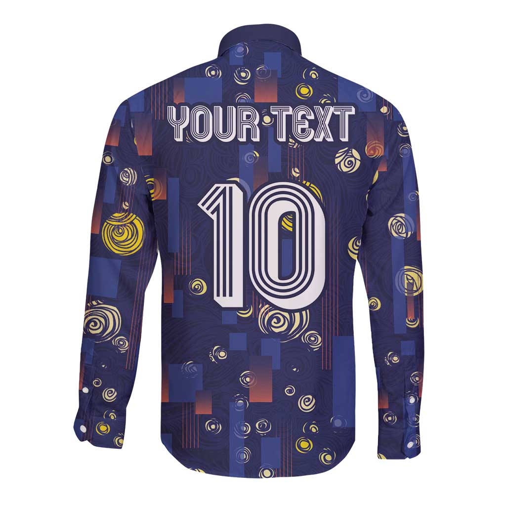 Custom Netherlands Football Long Sleeve Button Shirt Starry Night Style