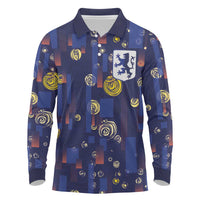 Custom Netherlands Football Long Sleeve Polo Shirt Starry Night Style