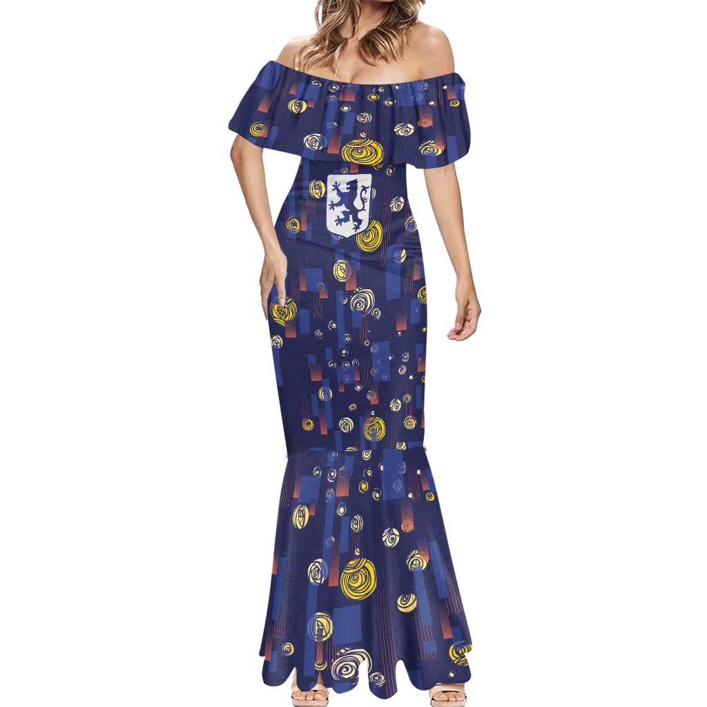 Custom Netherlands Football Mermaid Dress Starry Night Style
