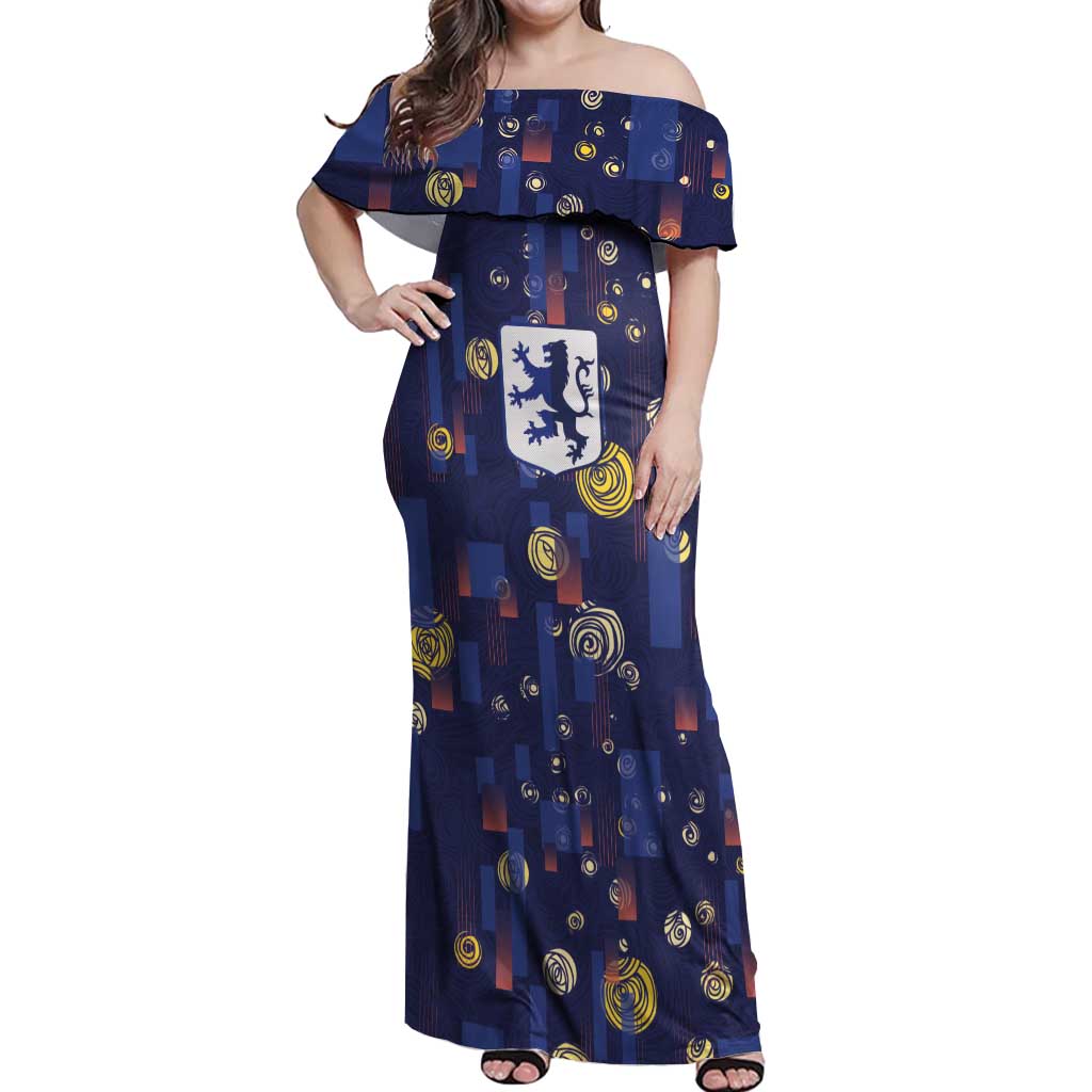 Custom Netherlands Football Off Shoulder Maxi Dress Starry Night Style