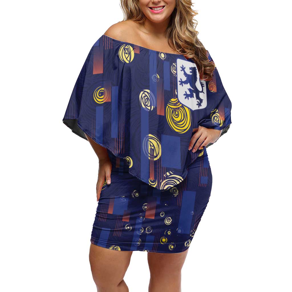 Custom Netherlands Football Off Shoulder Short Dress Starry Night Style