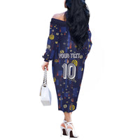 Custom Netherlands Football Off The Shoulder Long Sleeve Dress Starry Night Style