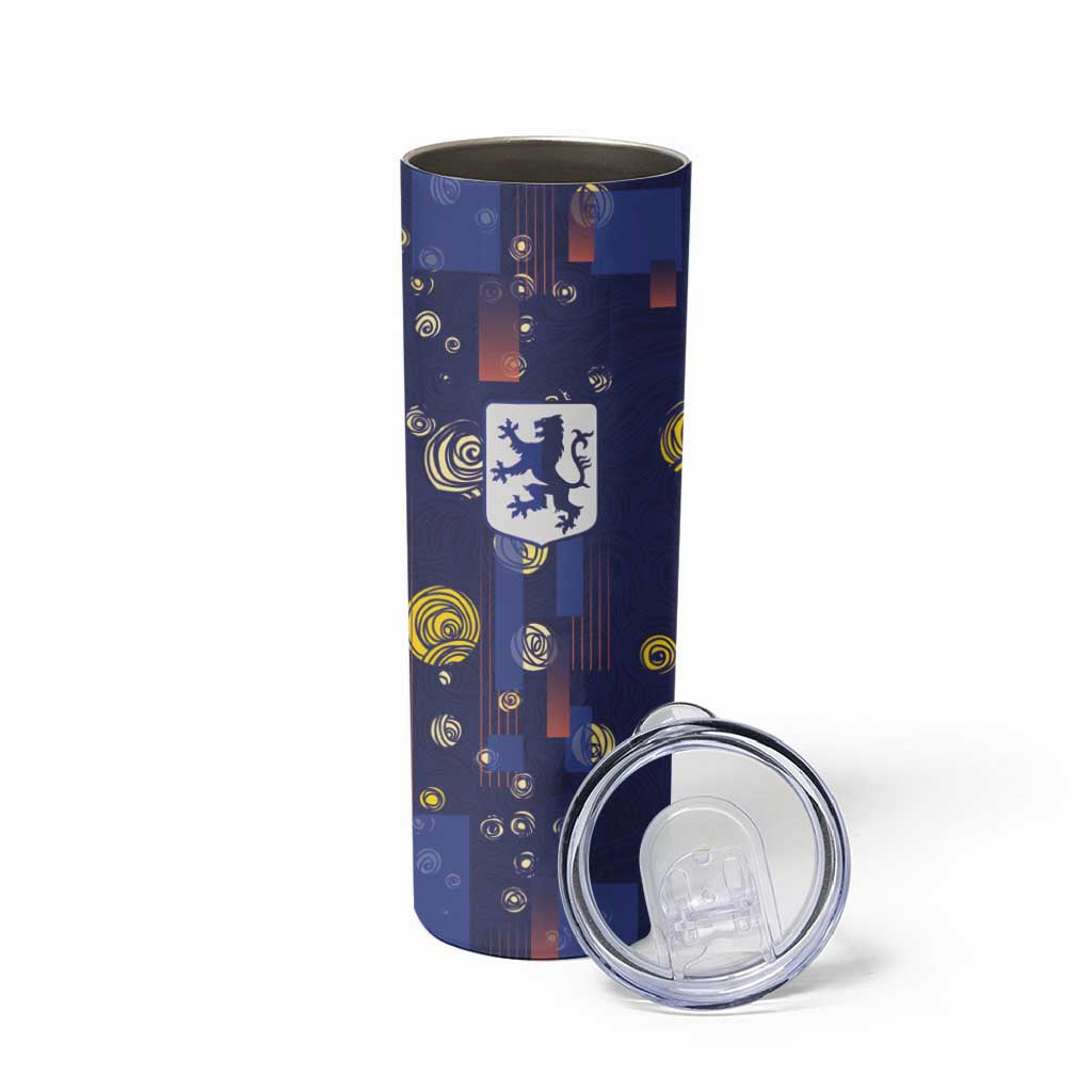 Custom Netherlands Football Skinny Tumbler Starry Night Style