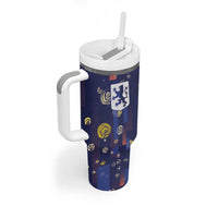 Custom Netherlands Football Tumbler With Handle Starry Night Style