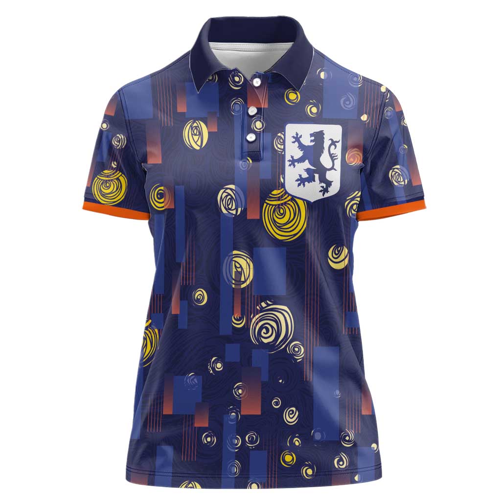 Custom Netherlands Football Women Polo Shirt Starry Night Style