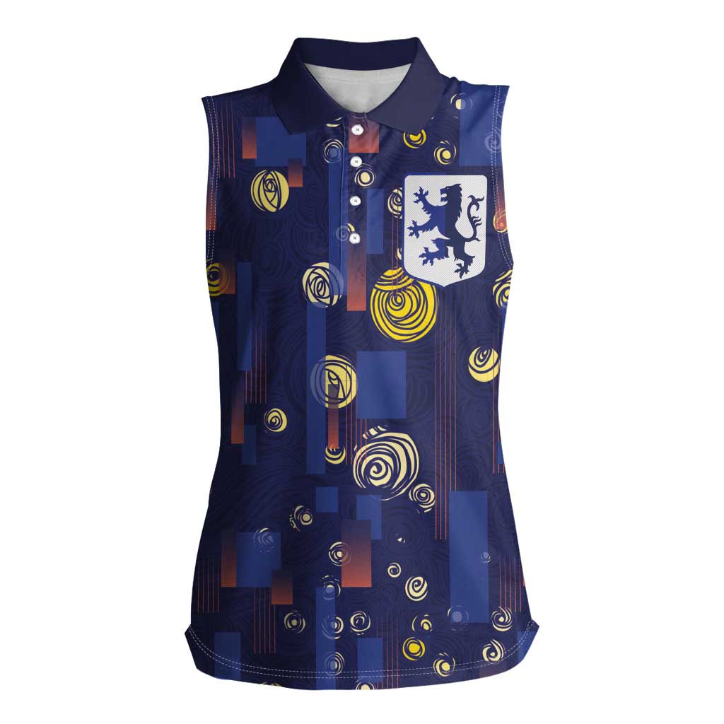 Custom Netherlands Football Women Sleeveless Polo Shirt Starry Night Style