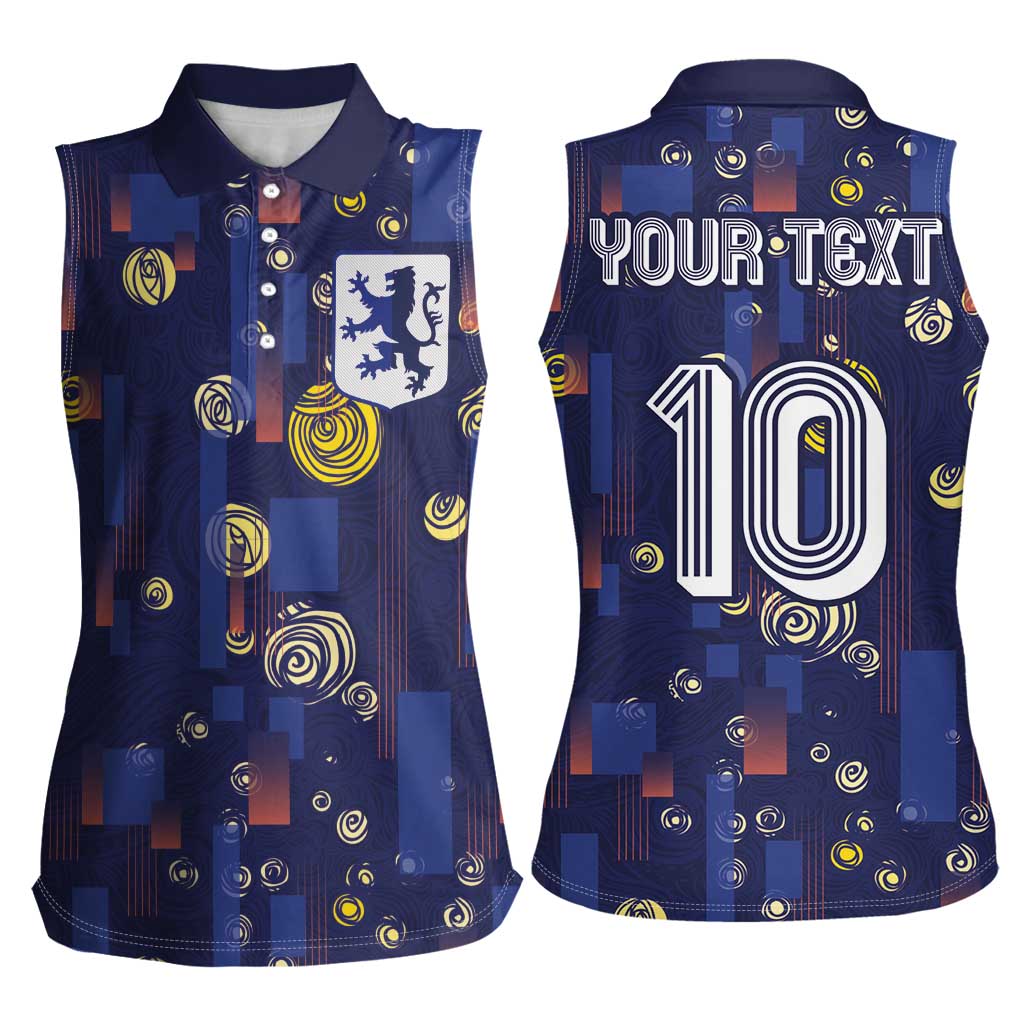 Custom Netherlands Football Women Sleeveless Polo Shirt Starry Night Style
