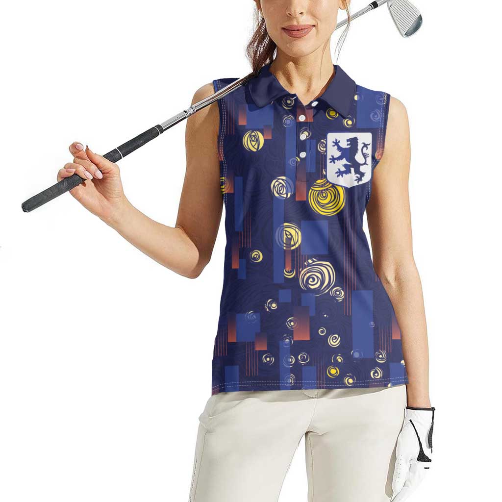 Custom Netherlands Football Women Sleeveless Polo Shirt Starry Night Style