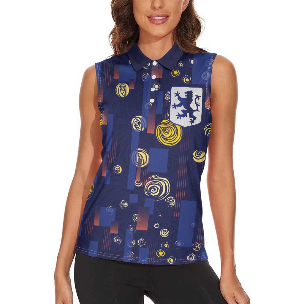 Custom Netherlands Football Women Sleeveless Polo Shirt Starry Night Style