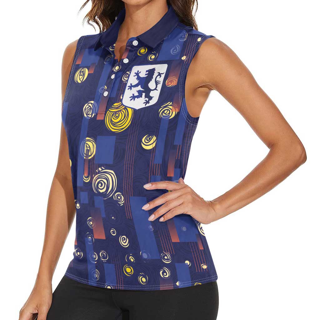 Custom Netherlands Football Women Sleeveless Polo Shirt Starry Night Style