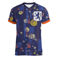 Custom Netherlands Football Women V-Neck T-Shirt Starry Night Style