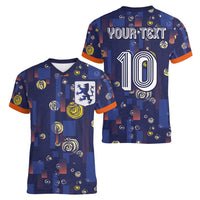 Custom Netherlands Football Women V-Neck T-Shirt Starry Night Style