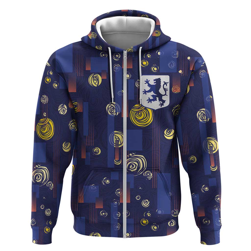 Custom Netherlands Football Zip Hoodie Starry Night Style