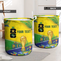 Personalized Brasil Rumo ao Hexa 26 Laundry Basket World Trophy Gold Tropical Plants Carnival Style