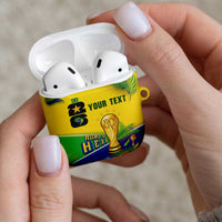 Personalized Brasil Rumo ao Hexa 26 AirPods Case World Trophy Gold Tropical Plants Carnival Style