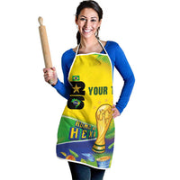 Personalized Brasil Rumo ao Hexa 26 Apron World Trophy Gold Tropical Plants Carnival Style