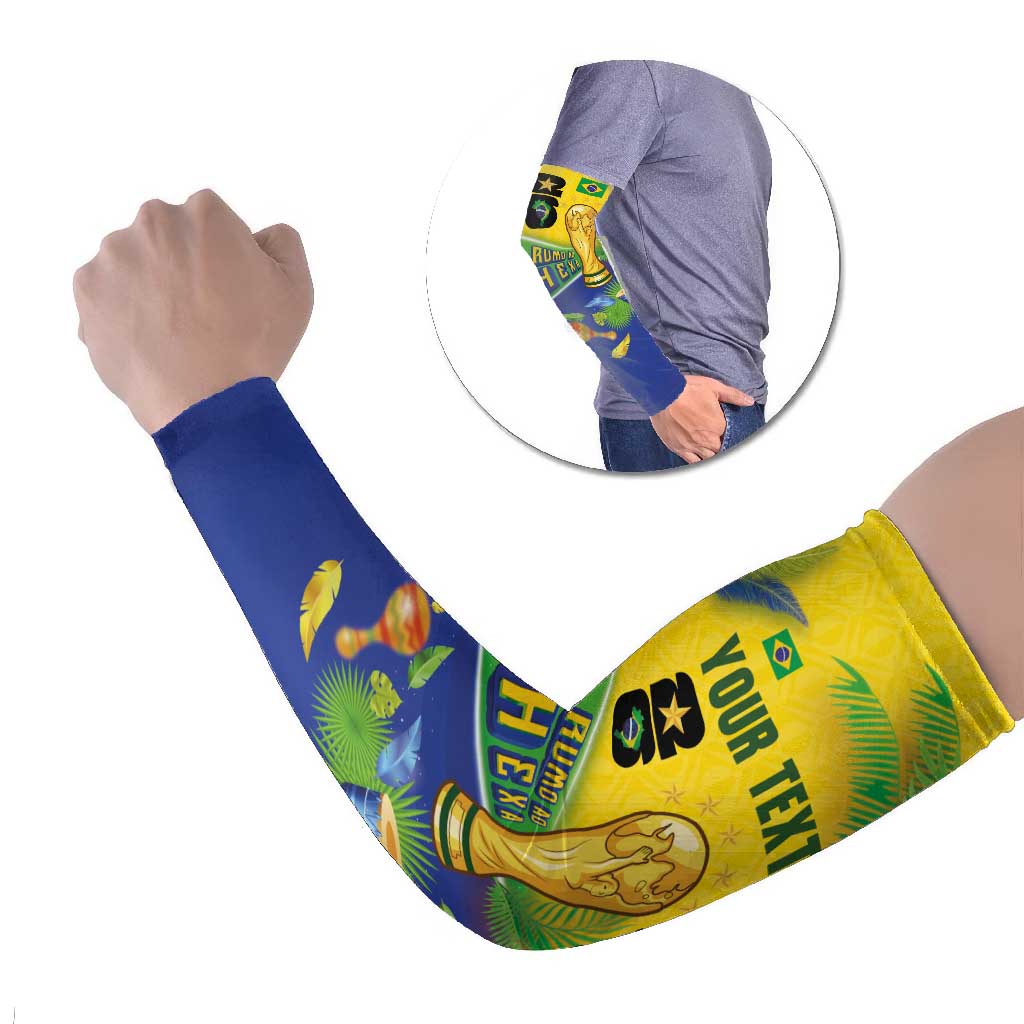 Personalized Brasil Rumo ao Hexa 26 Arm Sleeves World Trophy Gold Tropical Plants Carnival Style
