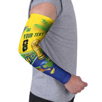Personalized Brasil Rumo ao Hexa 26 Arm Sleeves World Trophy Gold Tropical Plants Carnival Style