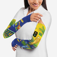 Personalized Brasil Rumo ao Hexa 26 Arm Sleeves World Trophy Gold Tropical Plants Carnival Style
