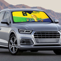 Personalized Brasil Rumo ao Hexa 26 Auto Sun Shade World Trophy Gold Tropical Plants Carnival Style