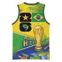 Personalized Brasil Rumo ao Hexa 26 Basketball Jersey World Trophy Gold Tropical Plants Carnival Style