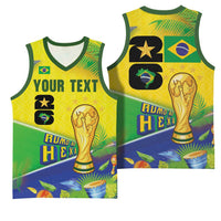 Personalized Brasil Rumo ao Hexa 26 Basketball Jersey World Trophy Gold Tropical Plants Carnival Style