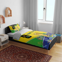Personalized Brasil Rumo ao Hexa 26 Bedding Set World Trophy Gold Tropical Plants Carnival Style