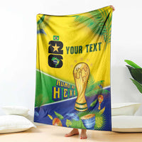 Personalized Brasil Rumo ao Hexa 26 Blanket World Trophy Gold Tropical Plants Carnival Style