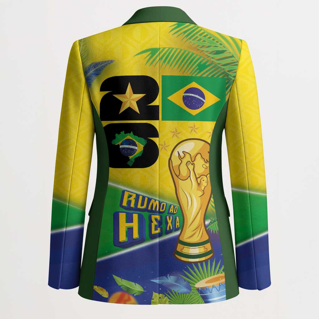Personalized Brasil Rumo ao Hexa 26 Blazer World Trophy Gold Tropical Plants Carnival Style