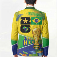 Personalized Brasil Rumo ao Hexa 26 Blazer World Trophy Gold Tropical Plants Carnival Style