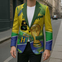 Personalized Brasil Rumo ao Hexa 26 Blazer World Trophy Gold Tropical Plants Carnival Style
