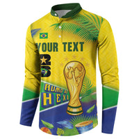 Personalized Brasil Rumo ao Hexa 26 Button Sweatshirt World Trophy Gold Tropical Plants Carnival Style