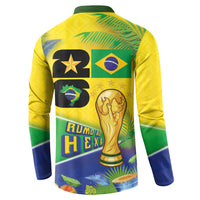 Personalized Brasil Rumo ao Hexa 26 Button Sweatshirt World Trophy Gold Tropical Plants Carnival Style