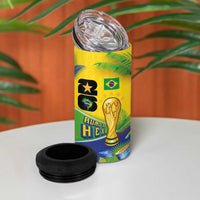 Personalized Brasil Rumo ao Hexa 26 4 in 1 Can Cooler Tumbler World Trophy Gold Tropical Plants Carnival Style