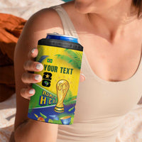 Personalized Brasil Rumo ao Hexa 26 4 in 1 Can Cooler Tumbler World Trophy Gold Tropical Plants Carnival Style