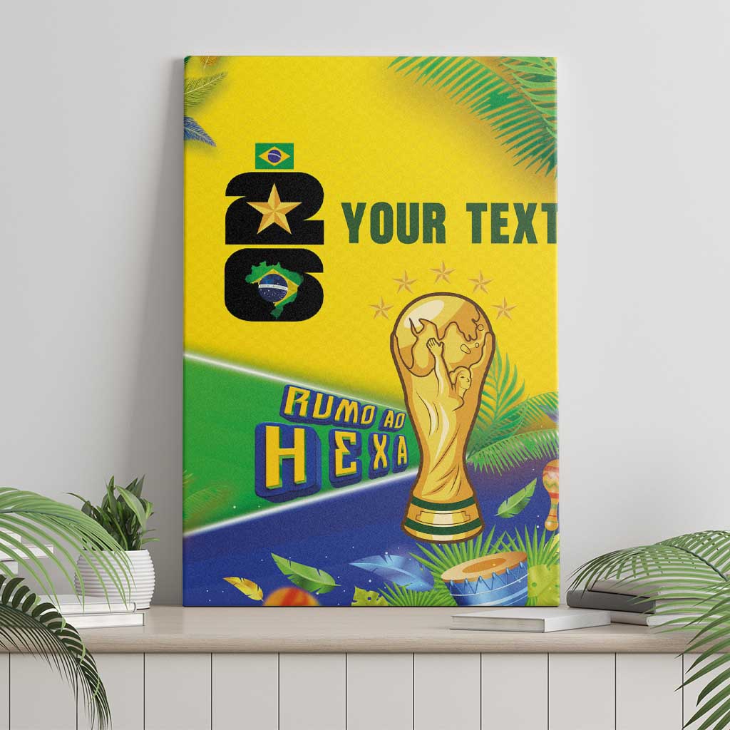 Personalized Brasil Rumo ao Hexa 26 Canvas Wall Art World Trophy Gold Tropical Plants Carnival Style