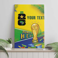 Personalized Brasil Rumo ao Hexa 26 Canvas Wall Art World Trophy Gold Tropical Plants Carnival Style
