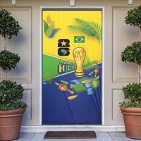 Brasil Rumo ao Hexa 26 Door Cover World Trophy Gold Tropical Plants Carnival Style