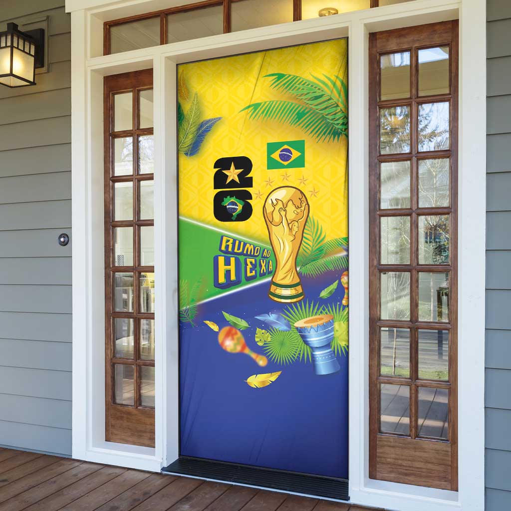 Brasil Rumo ao Hexa 26 Door Cover World Trophy Gold Tropical Plants Carnival Style