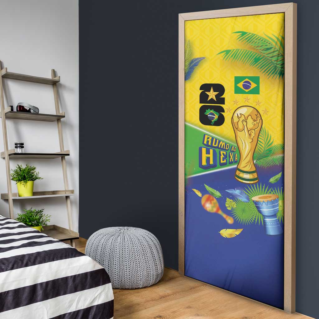 Brasil Rumo ao Hexa 26 Door Cover World Trophy Gold Tropical Plants Carnival Style