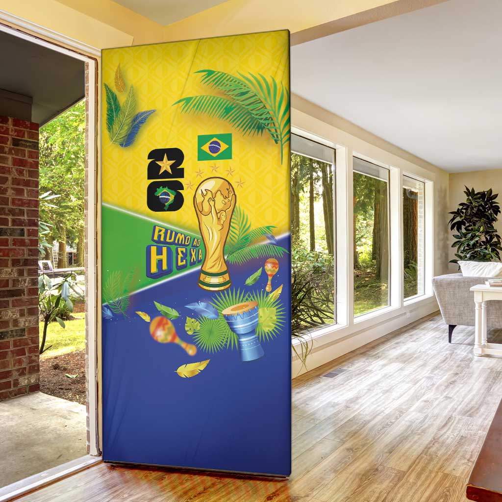 Brasil Rumo ao Hexa 26 Door Cover World Trophy Gold Tropical Plants Carnival Style