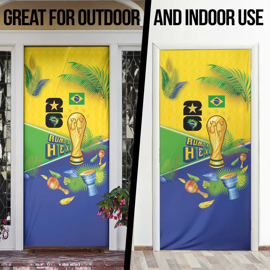 Brasil Rumo ao Hexa 26 Door Cover World Trophy Gold Tropical Plants Carnival Style